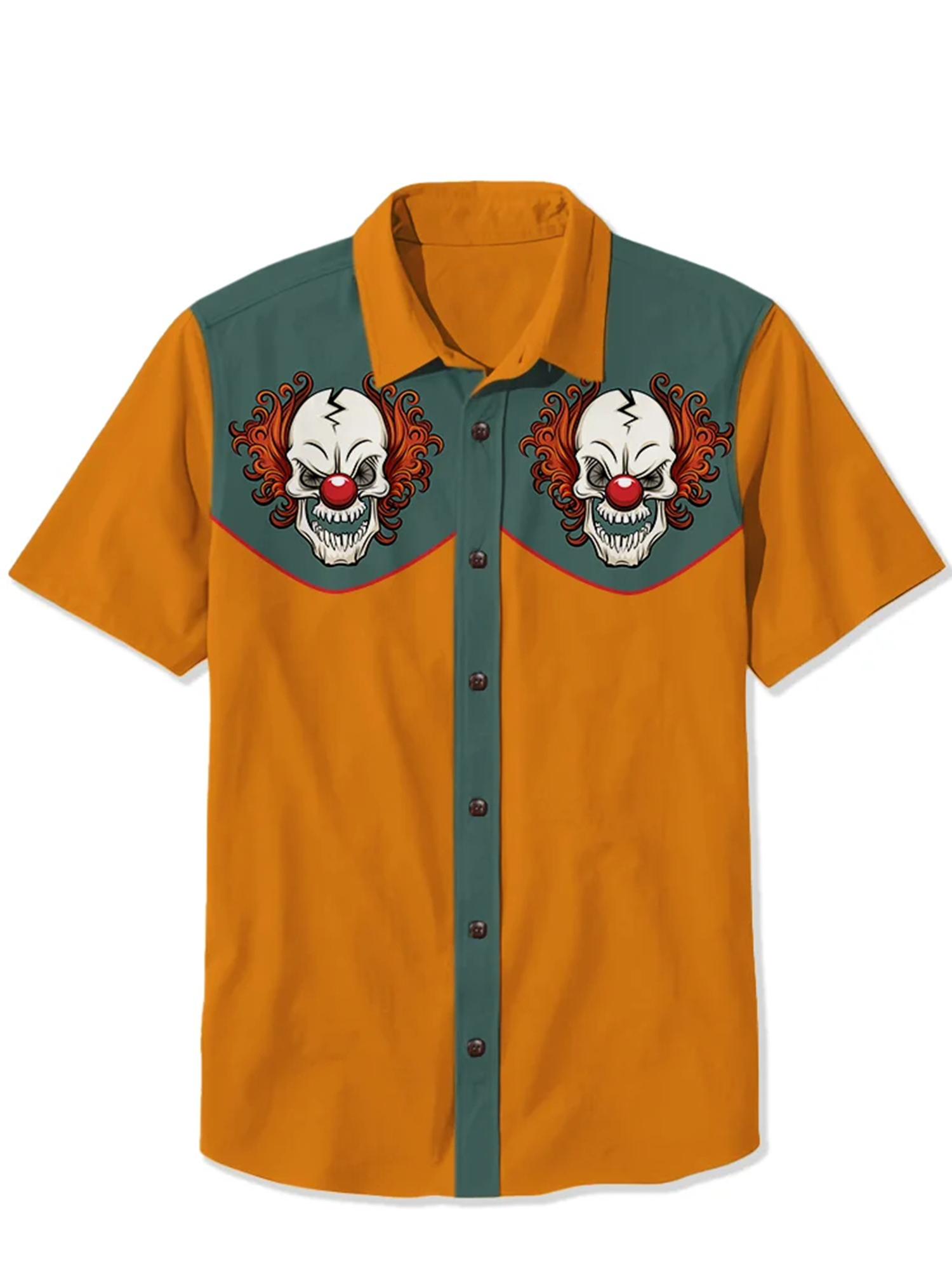 Halloween Clown Skull Print Shirt