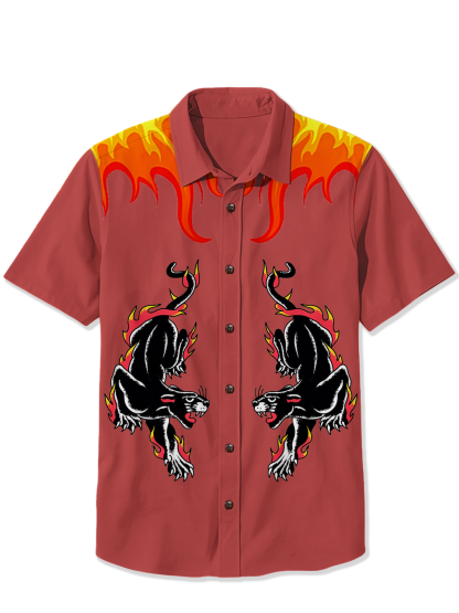 Halloween Flame Leopard Print Shirt