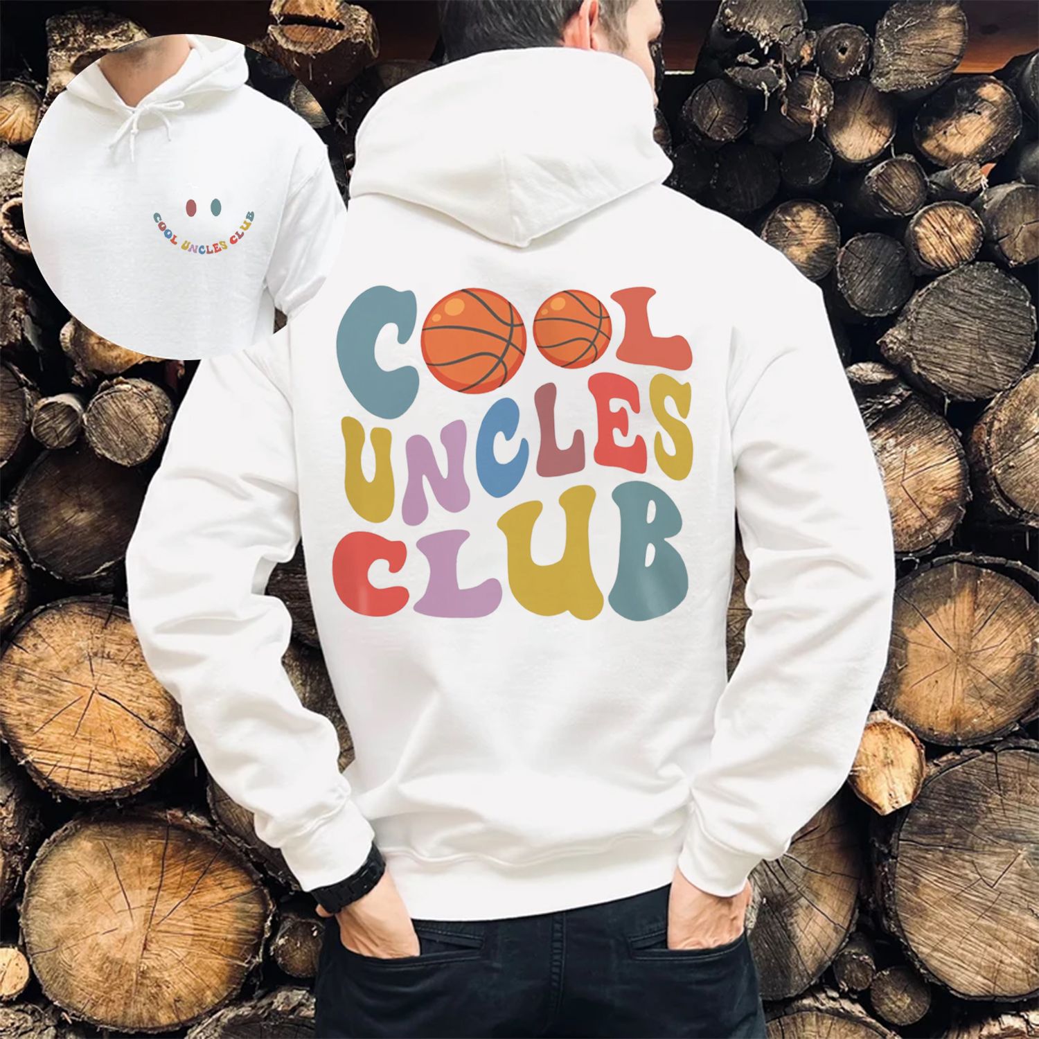 Basketball Cool Uncles Club Print Casual Hoodie