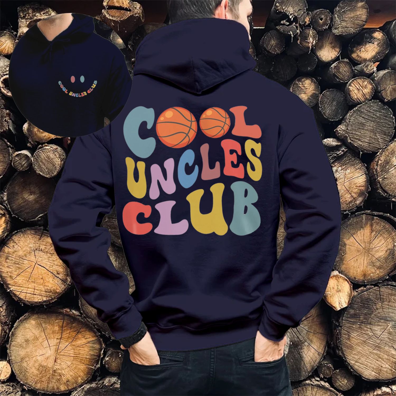 Basketball Cool Uncles Club Print Casual Hoodie