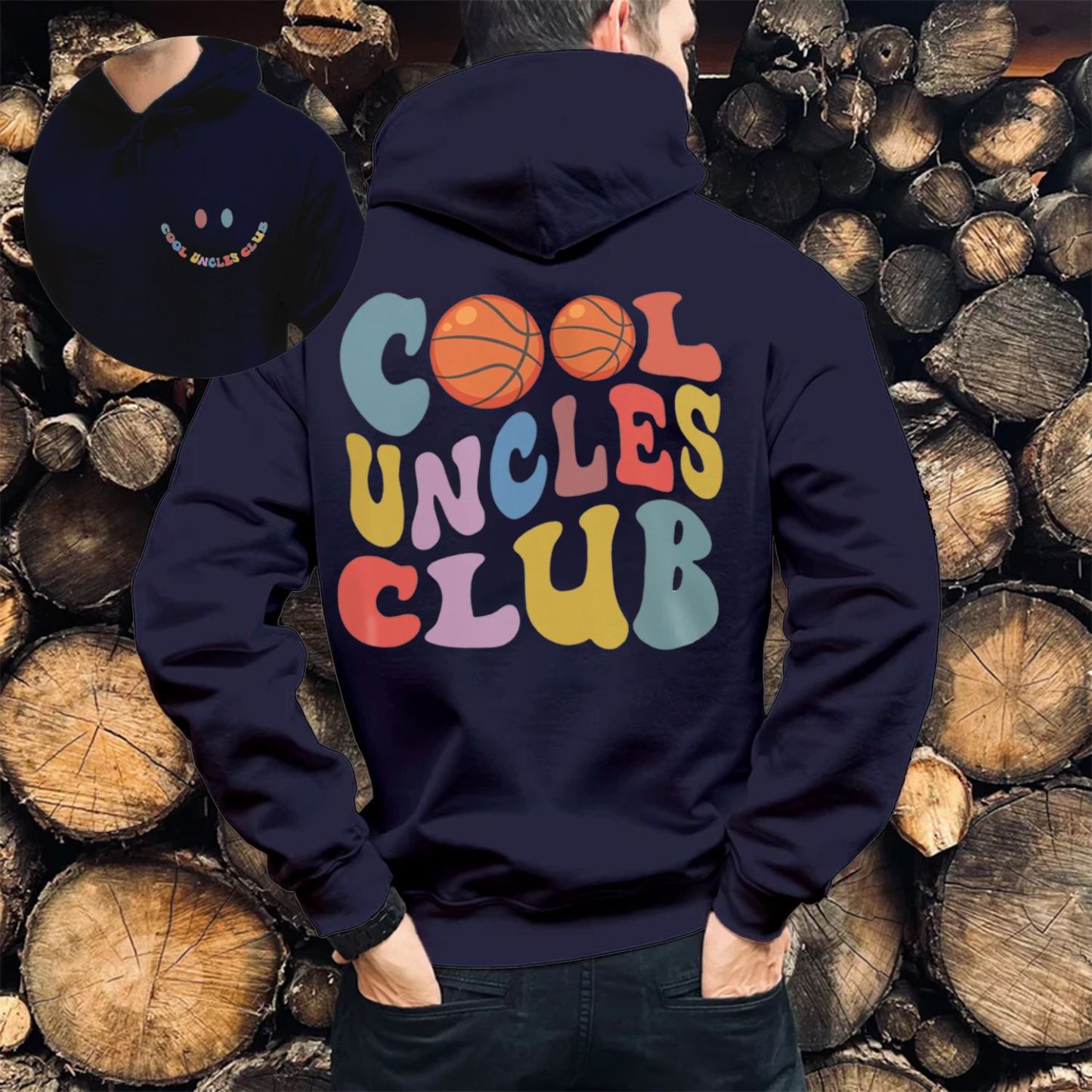 Basketball Cool Uncles Club Print Casual Hoodie