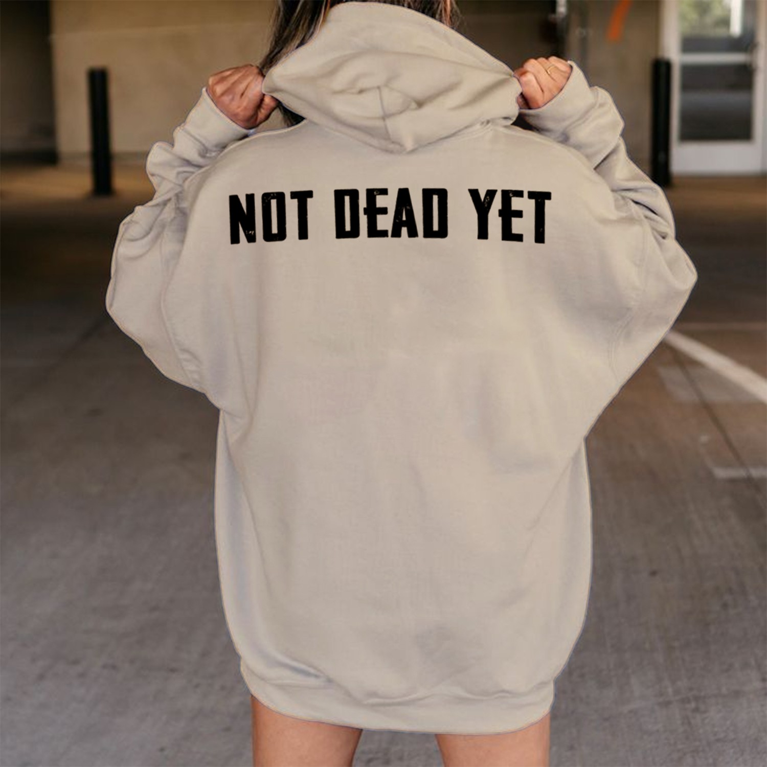 Not Dead Yet Print Casual Hoodie