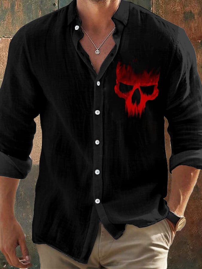 Men's Vintage Skull Faith Long Sleeve Shirt