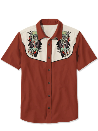 Halloween Bloody Dracula Print Shirt