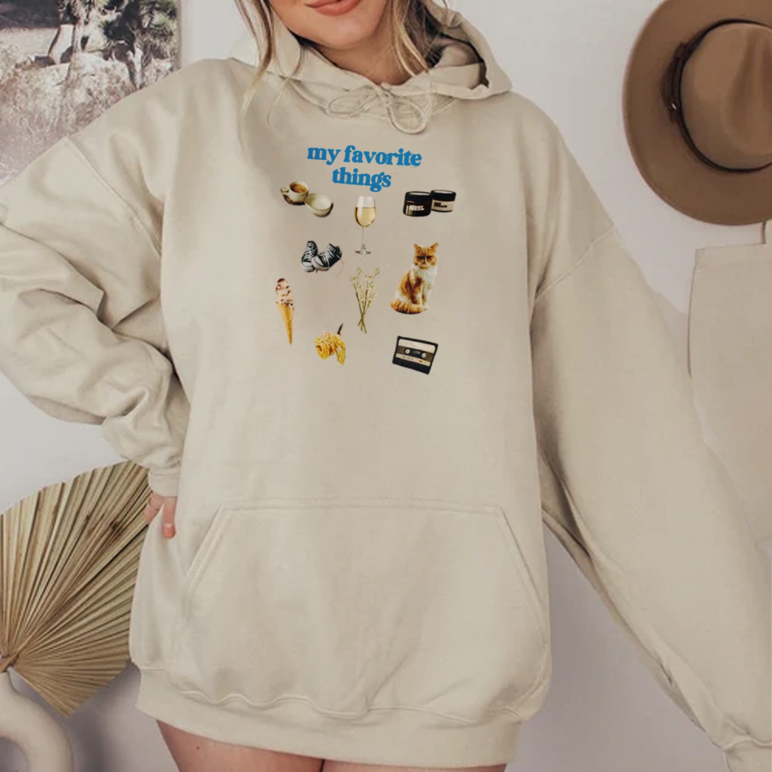 My Favorite Things Print Casual Hoodie