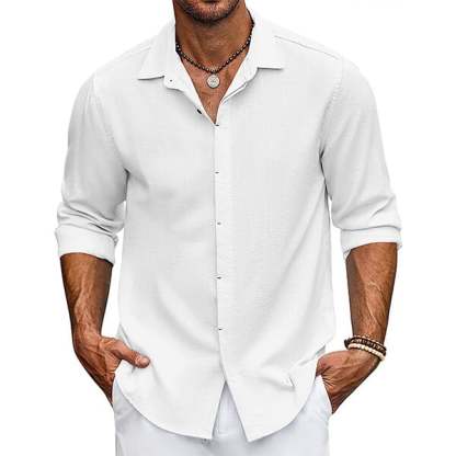 Solid Colour Lapel Long Sleeve Shirt