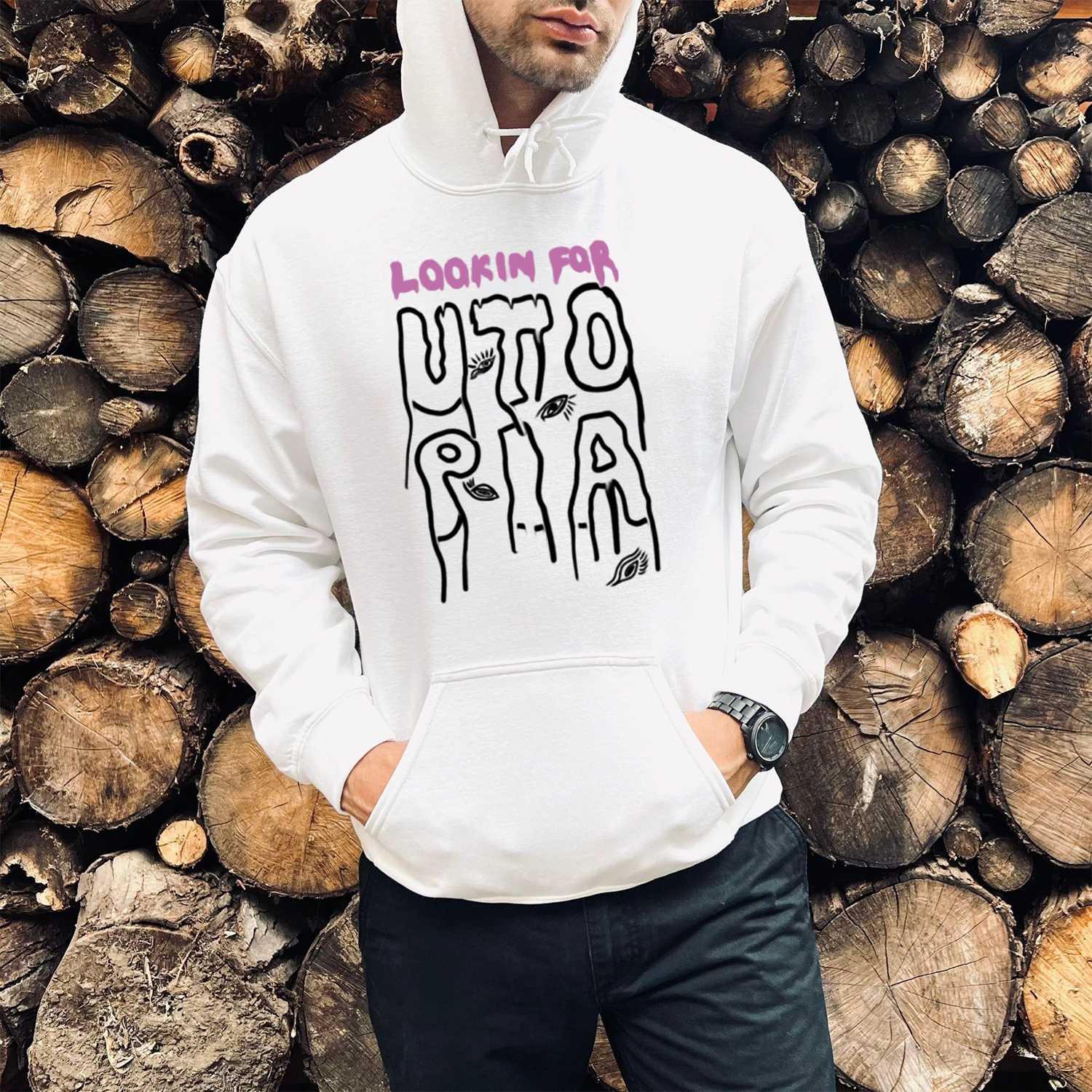 Looking For Utopia Print Casual Hoodie