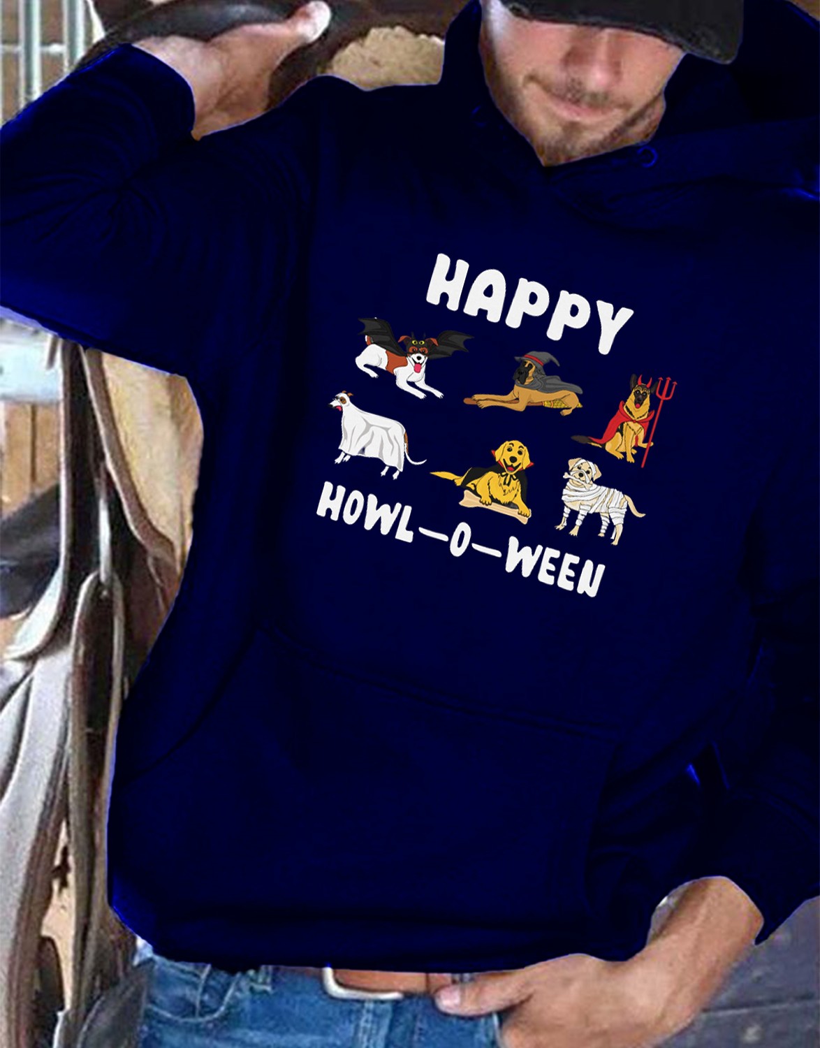 Happy Howl-O-Ween Print Casual Hoodie