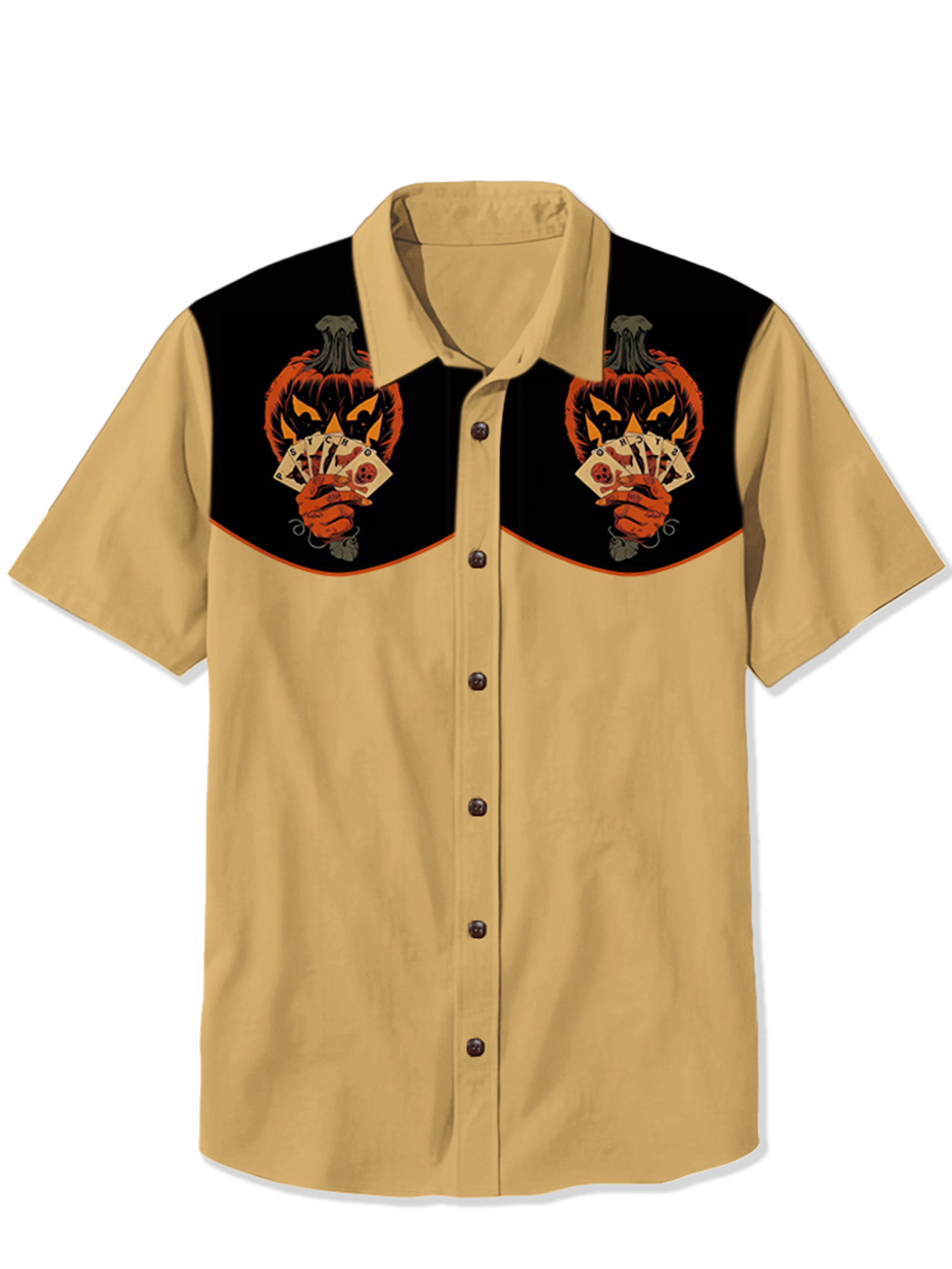 Halloween Evil Pumpkin Poker Print Shirt
