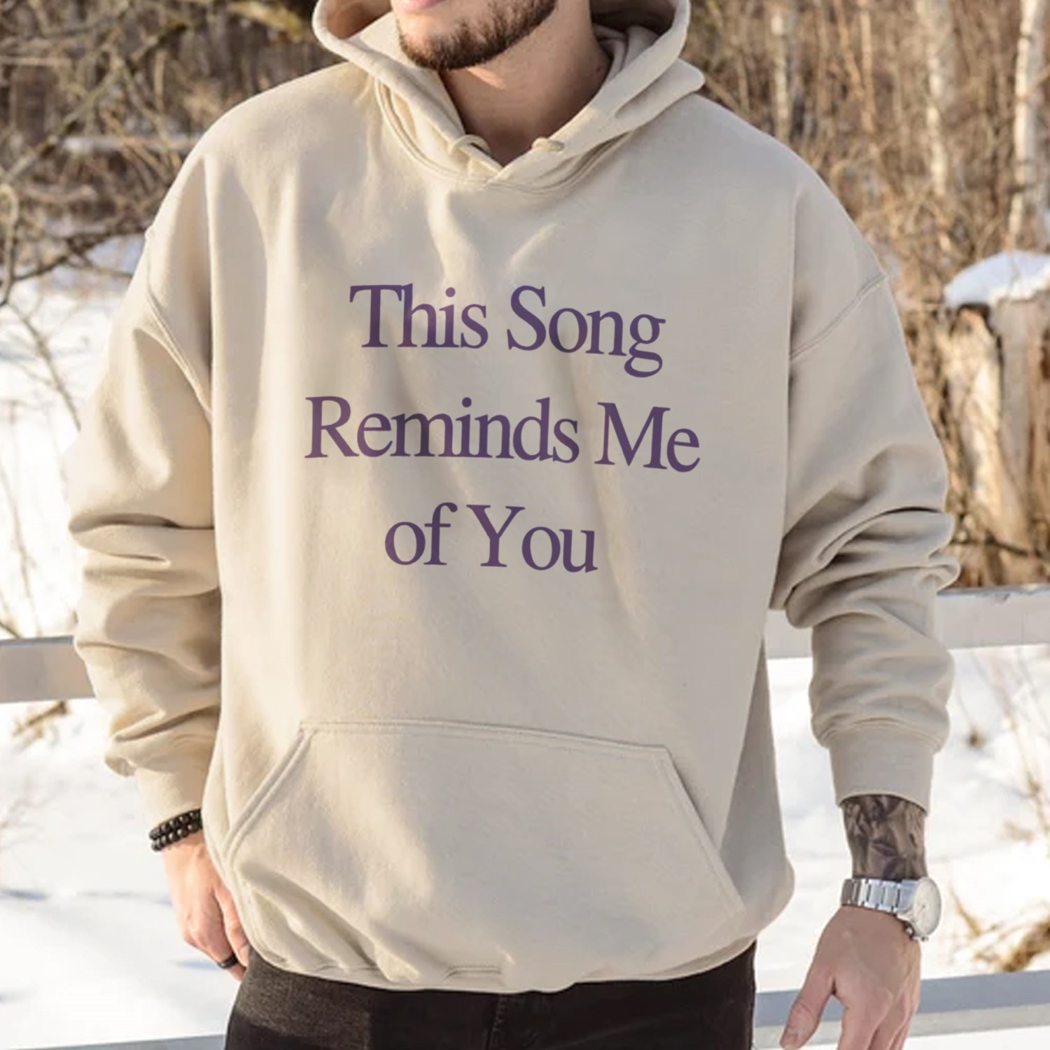 This Song Reminds Me of You Print Casual Hoodie