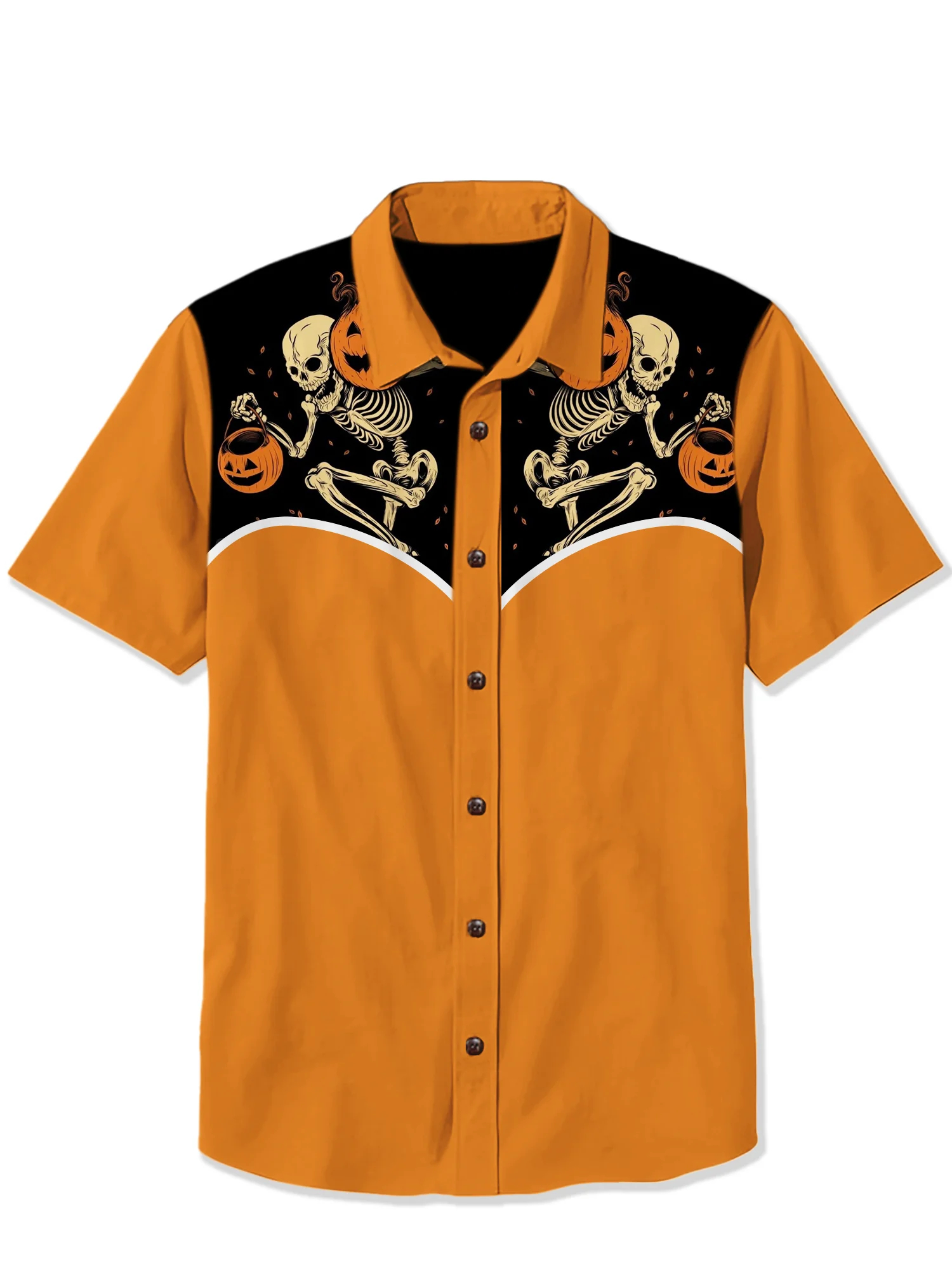 Halloween Lantern Skull Print Shirt