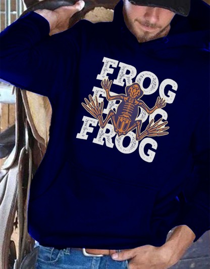Frog Skeleton Print Casual Hoodie