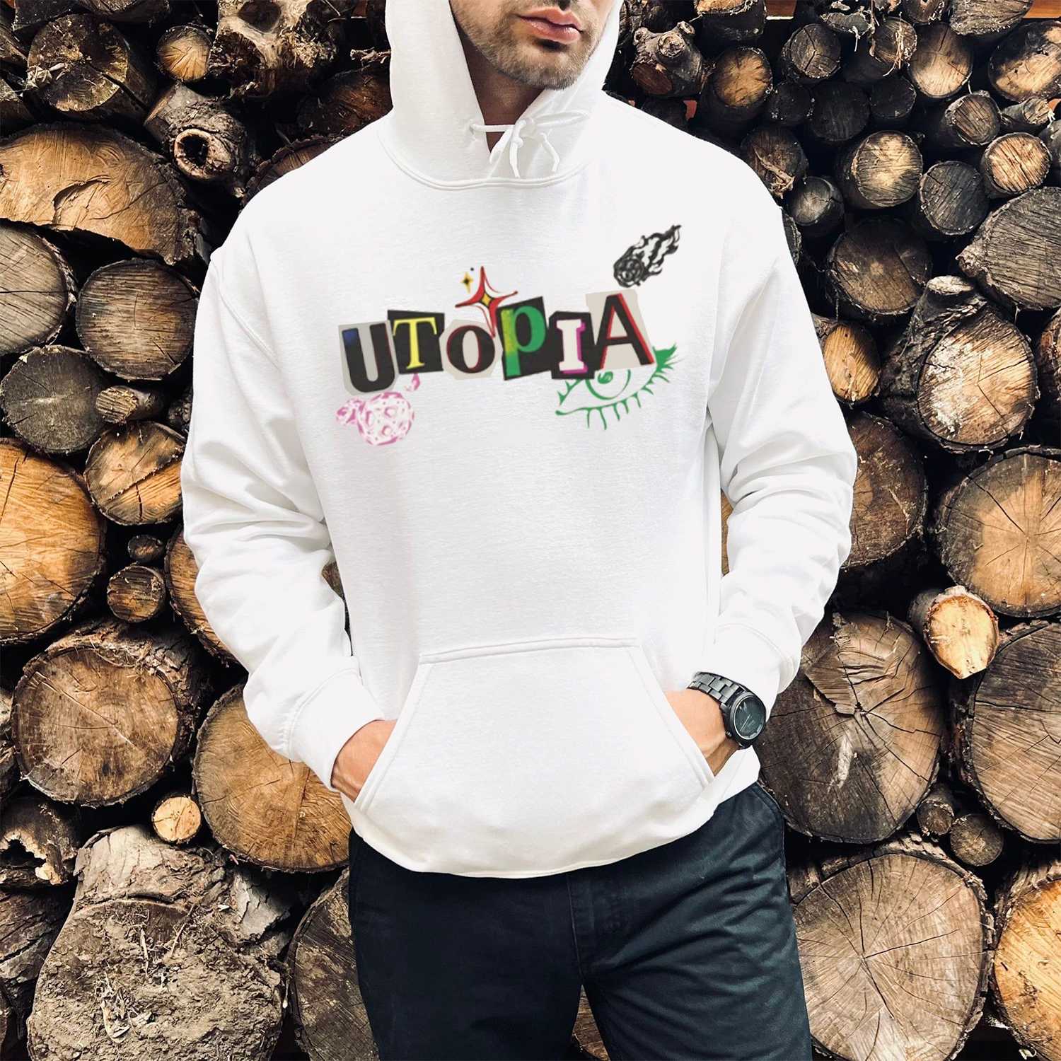 Utopia Print Casual Hoodie