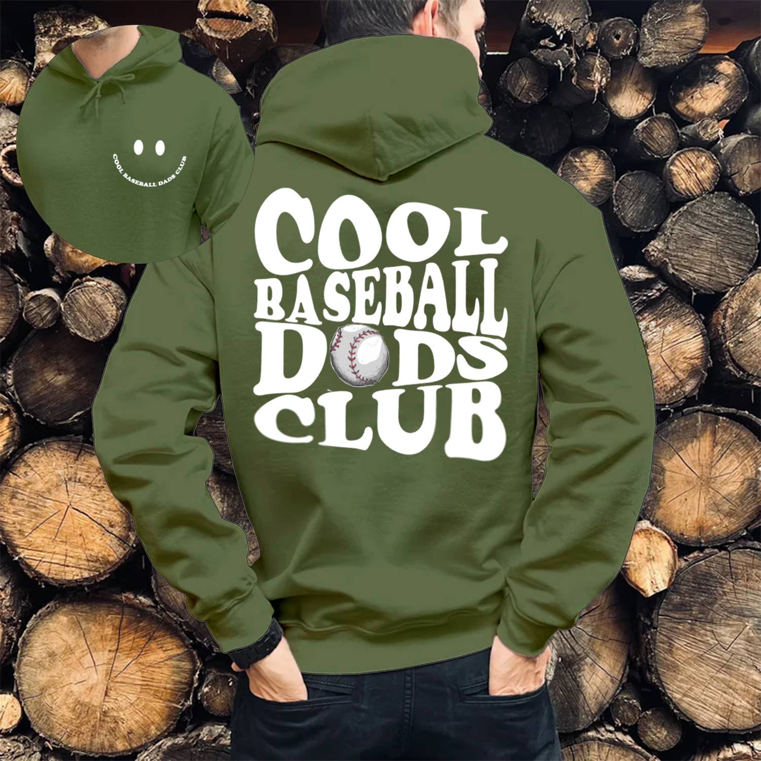 Cool Baseball Dads Club Print Casual Hoodie