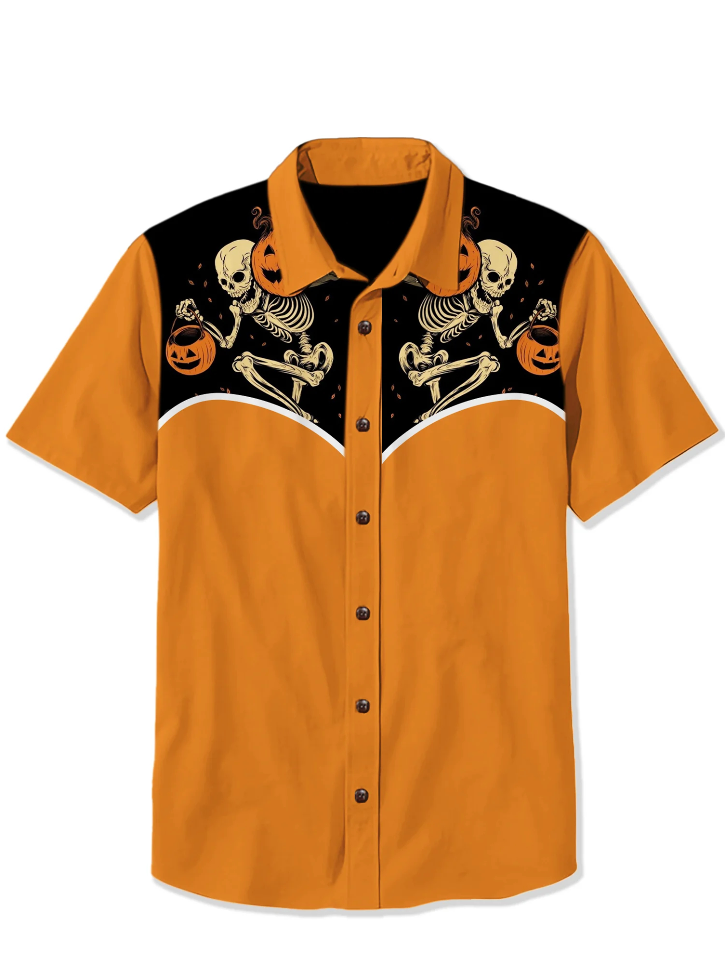 Halloween Lantern Skull Print Shirt