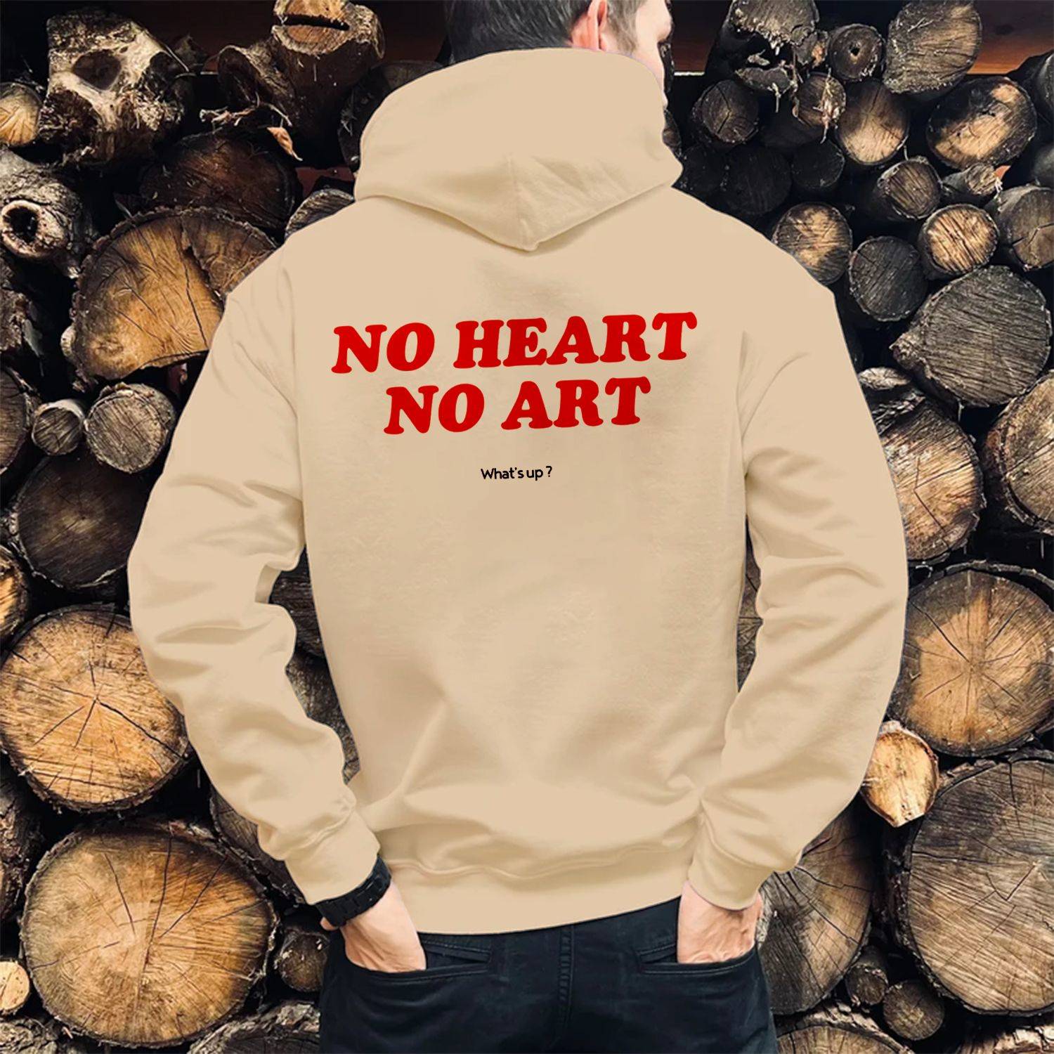 No Heart No Art What's Up? Print Casual Hoodie