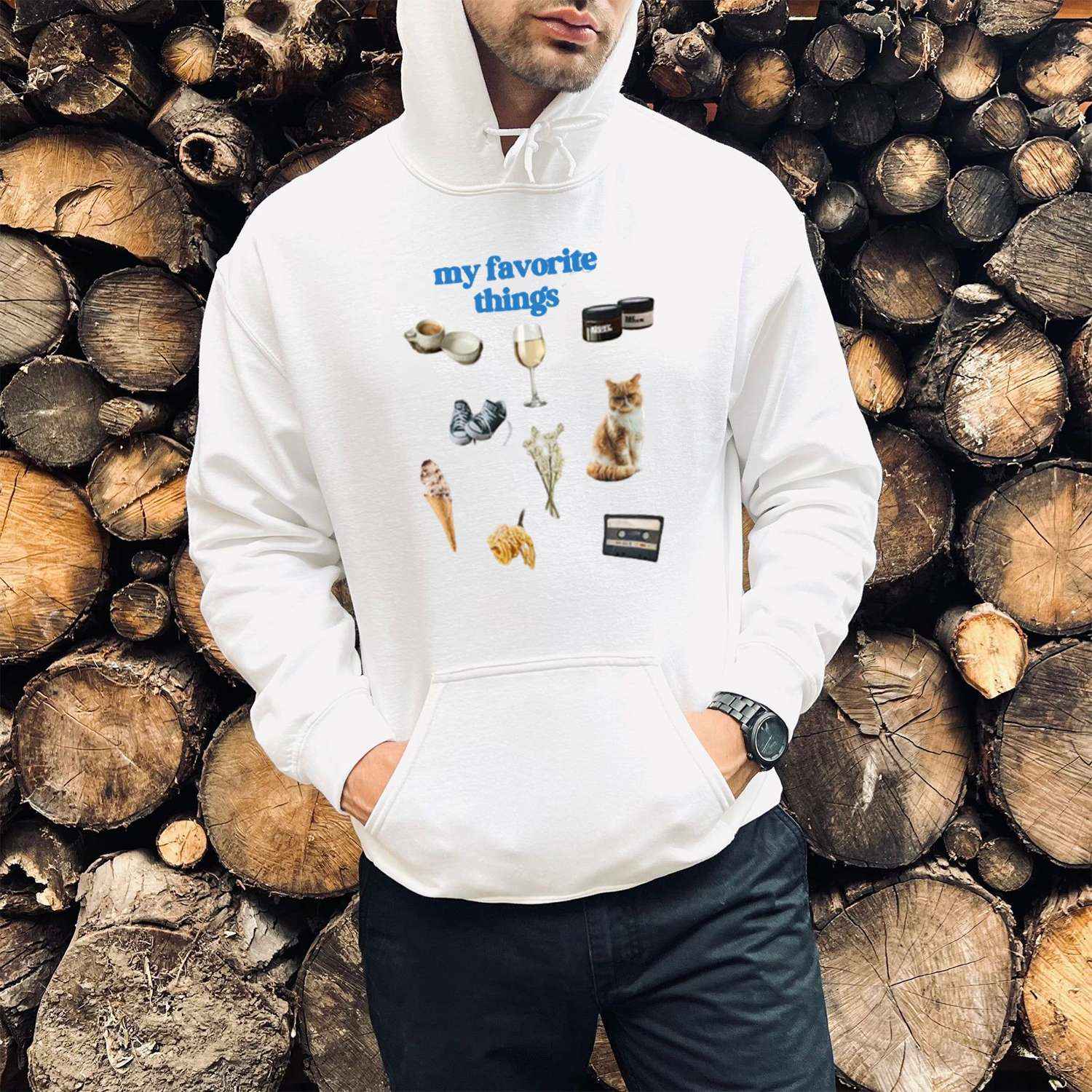 My Favorite Things Print Casual Hoodie