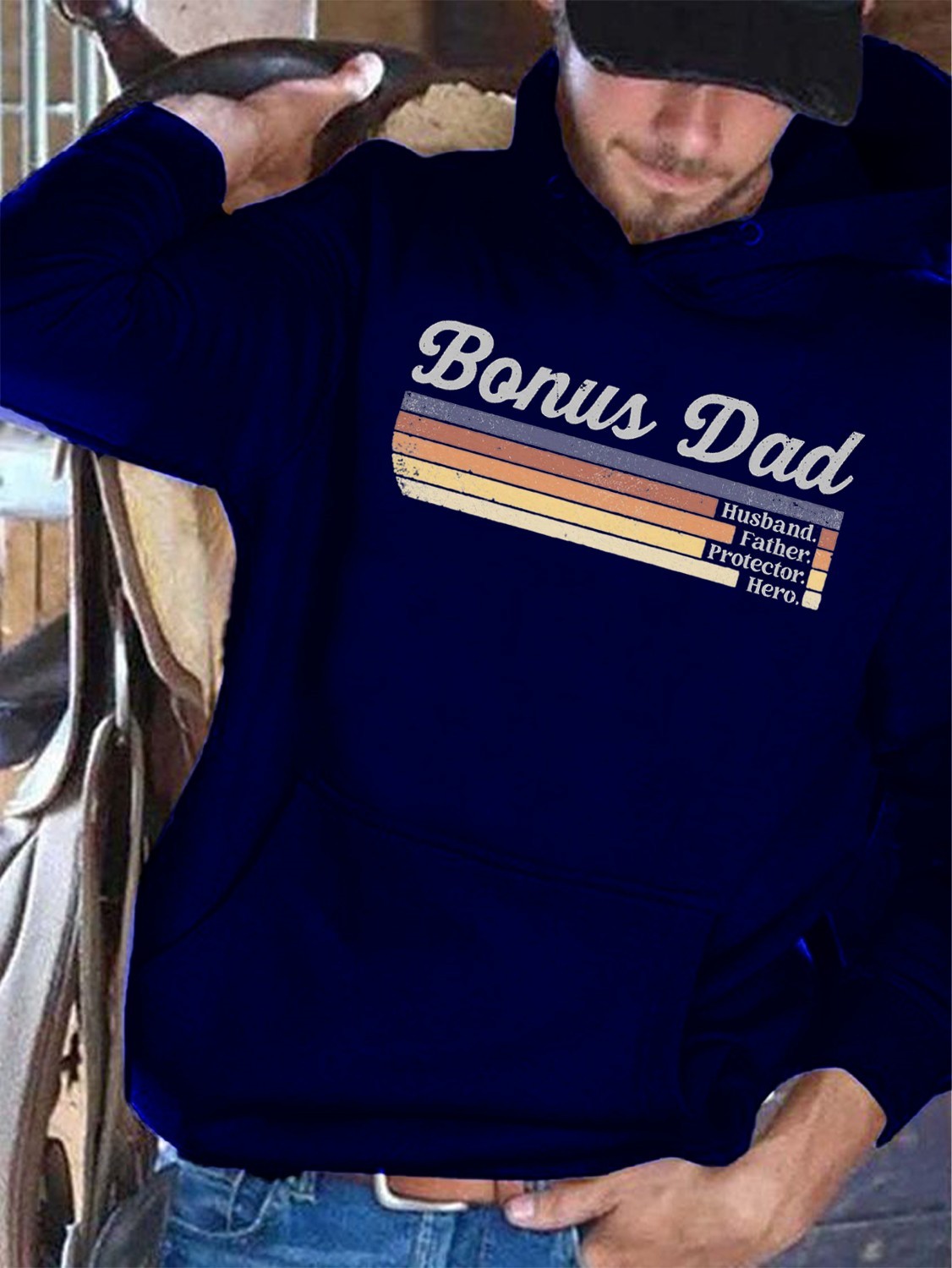 PeachBruh Bonus Dad Print Casual Hoodie