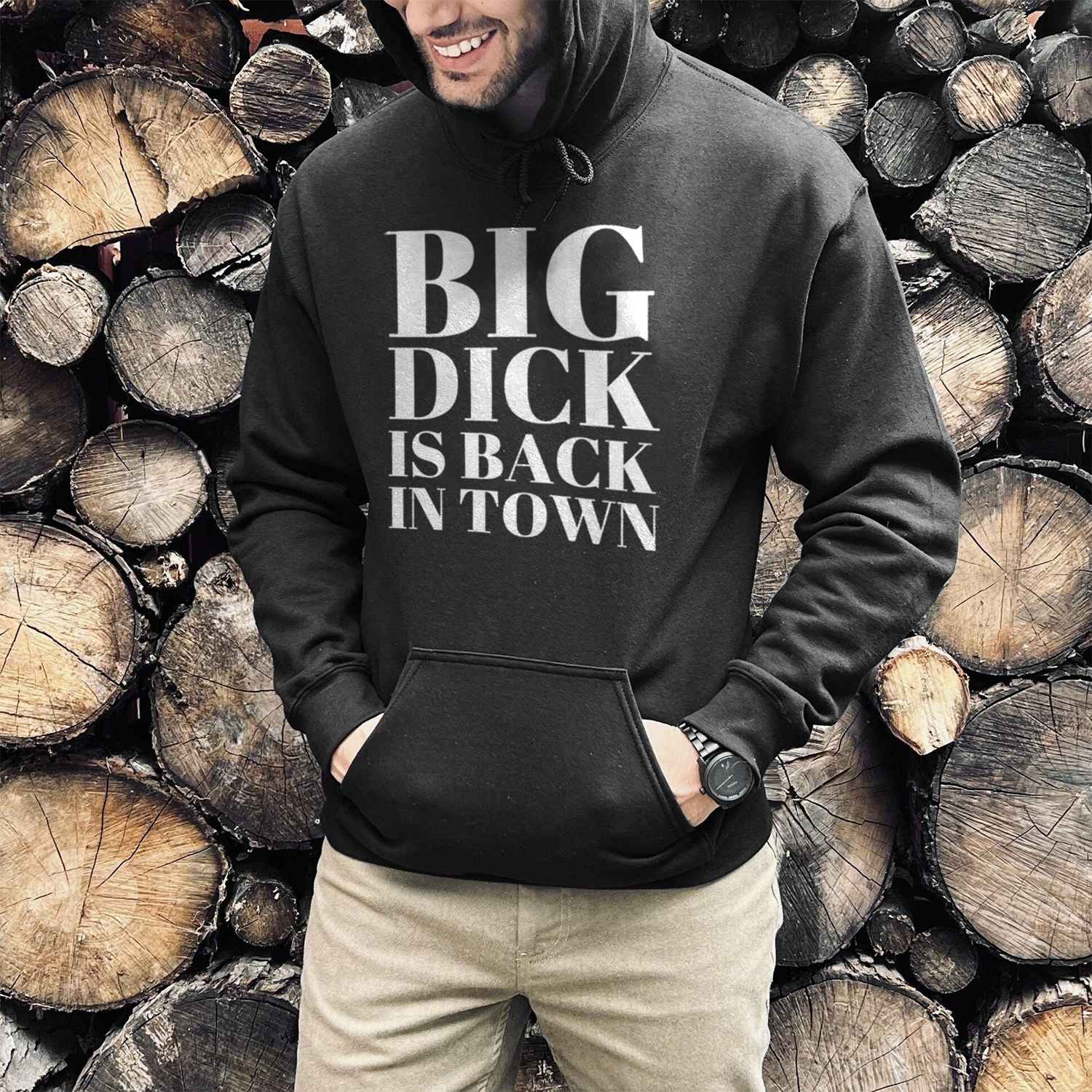 Big Dick is Back in Town Print Casual Hoodie