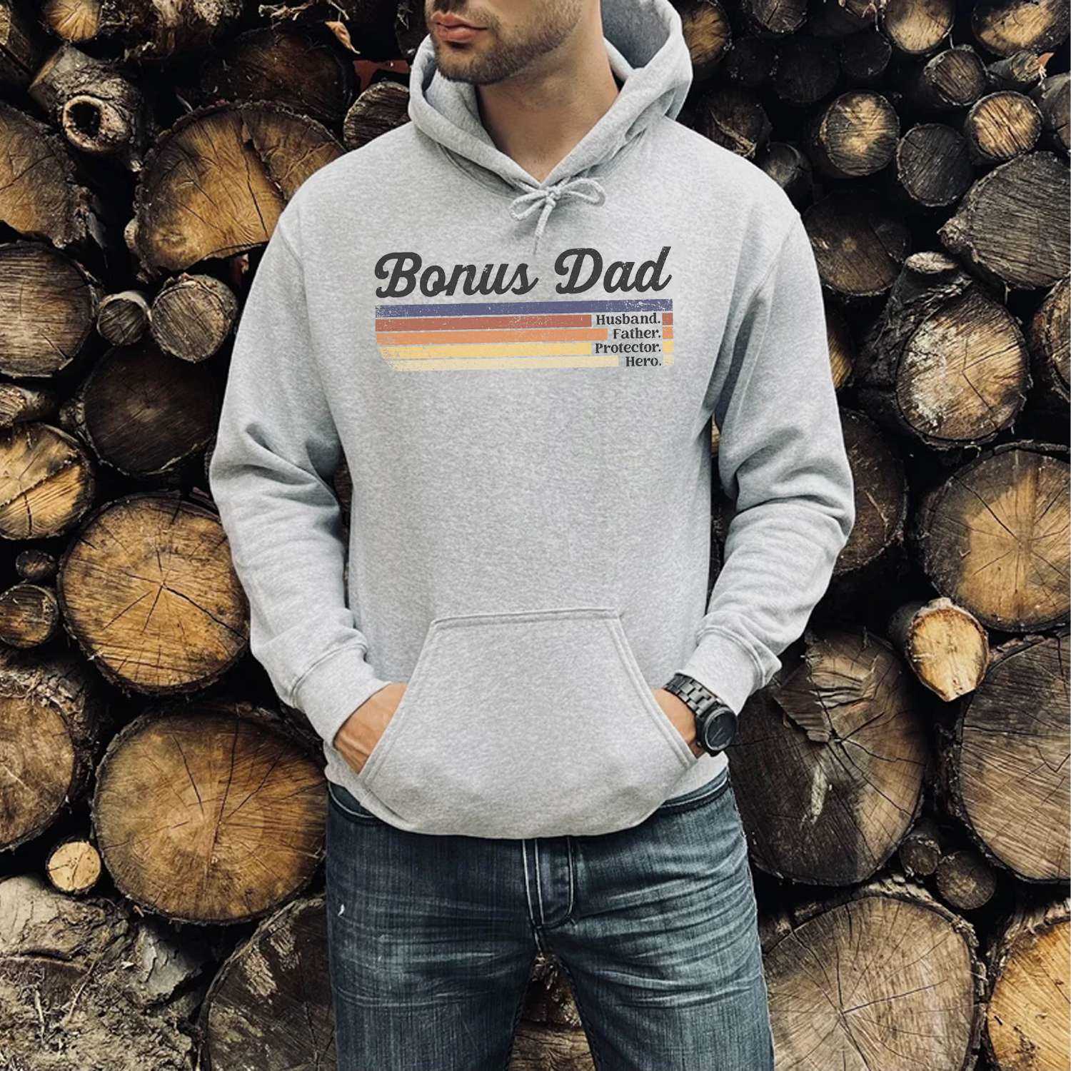 PeachBruh Bonus Dad Print Casual Hoodie