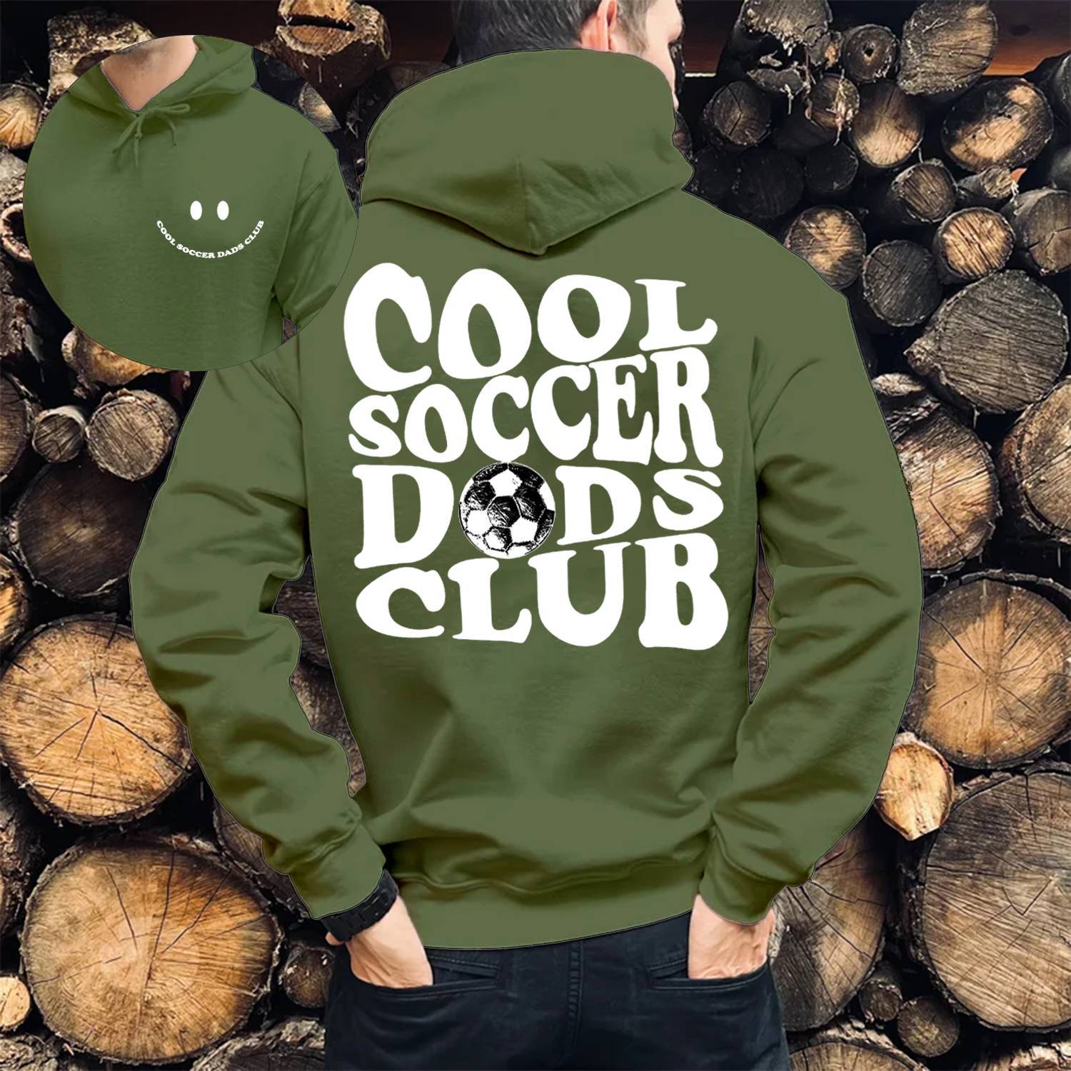Cool Soccer Dads Club Print Casual Hoodie