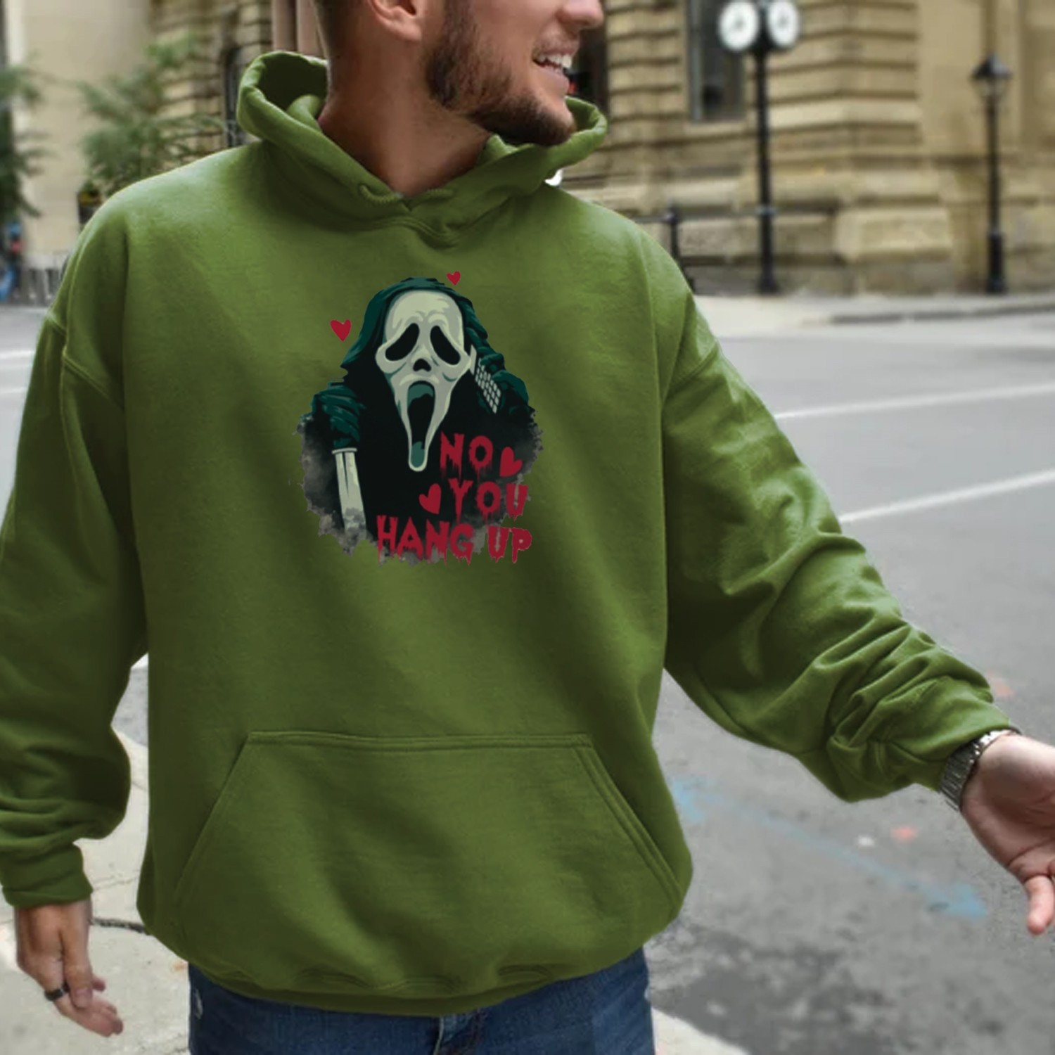 No You Hang Up Print Casual Hoodie