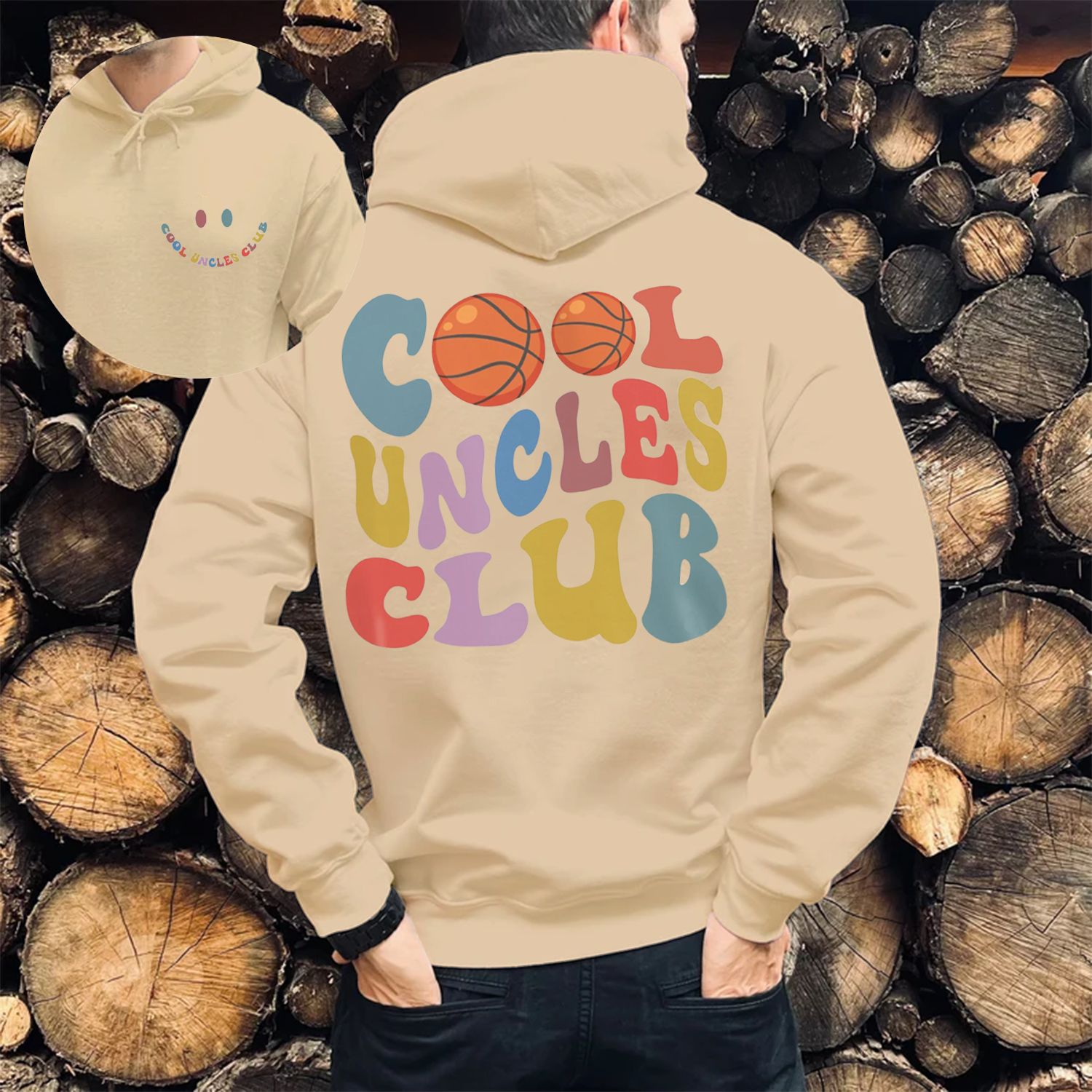 Basketball Cool Uncles Club Print Casual Hoodie