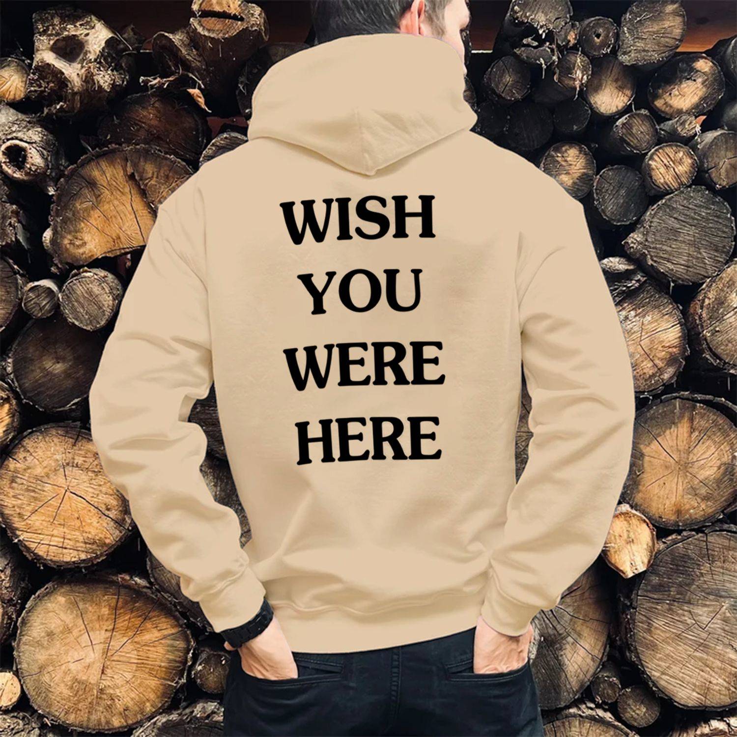 Wish You Were Here Print Casual Hoodie