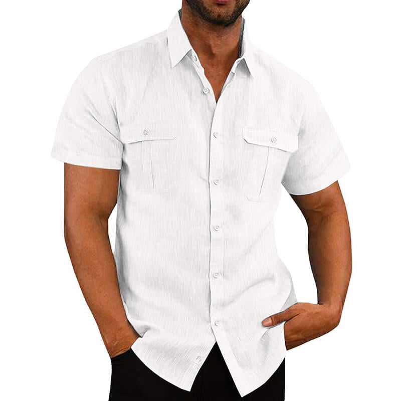 Stretch Zip Shirt Short Sleeve Shirt with Pockets