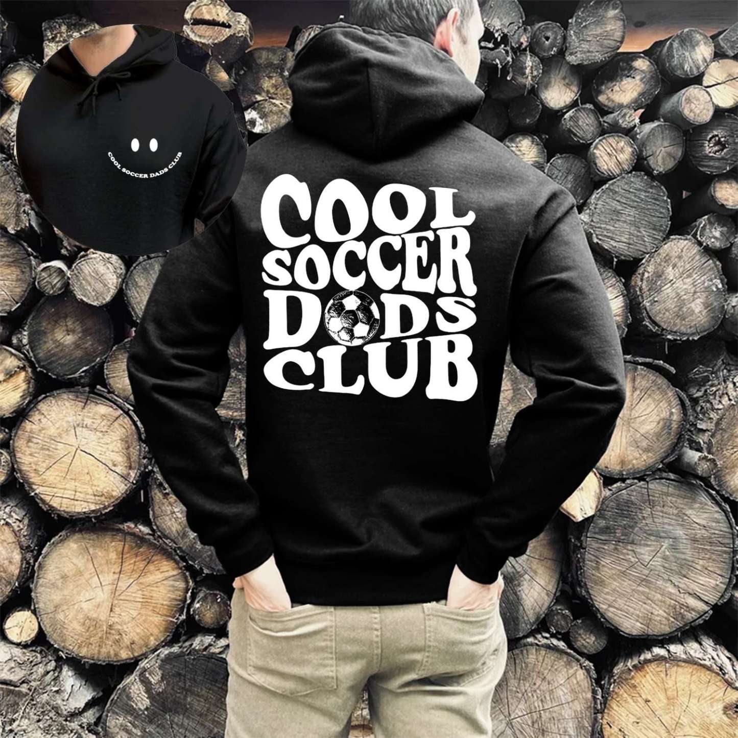 Cool Soccer Dads Club Print Casual Hoodie