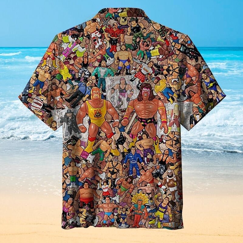 Wrestling Character Collage Art  Hawaiian Shirt
