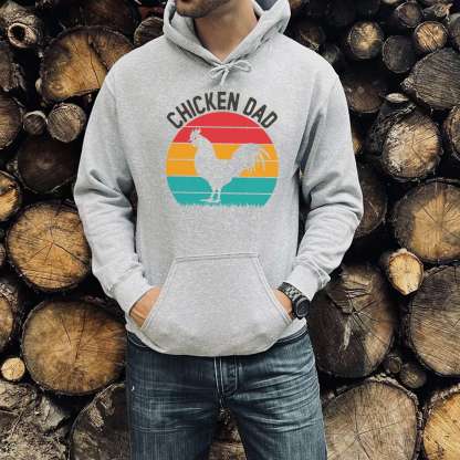 Chicken Dad Print Casual Hoodie