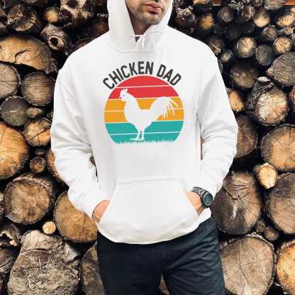 Chicken Dad Print Casual Hoodie