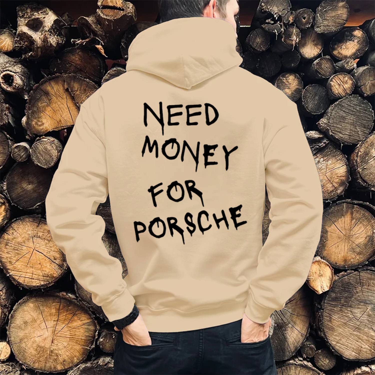 Need Money for Porsche Print Casual Hoodie