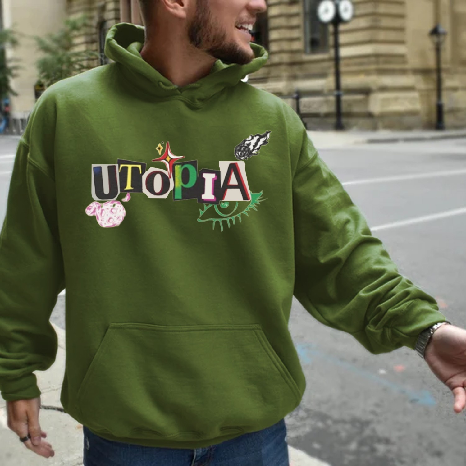 Utopia Print Casual Hoodie