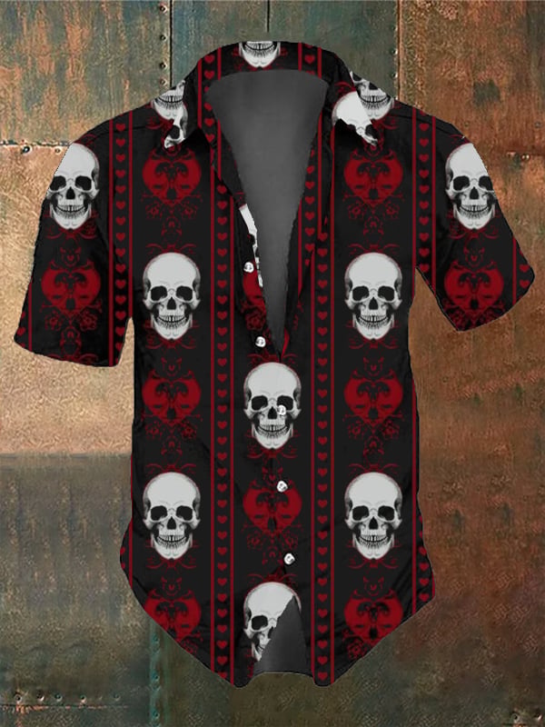 Vintage Skull and Poker Short Sleeve Shirt
