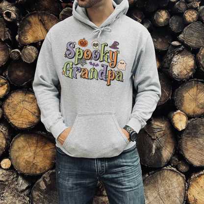 Spooky Grandpa Print Casual Hoodie