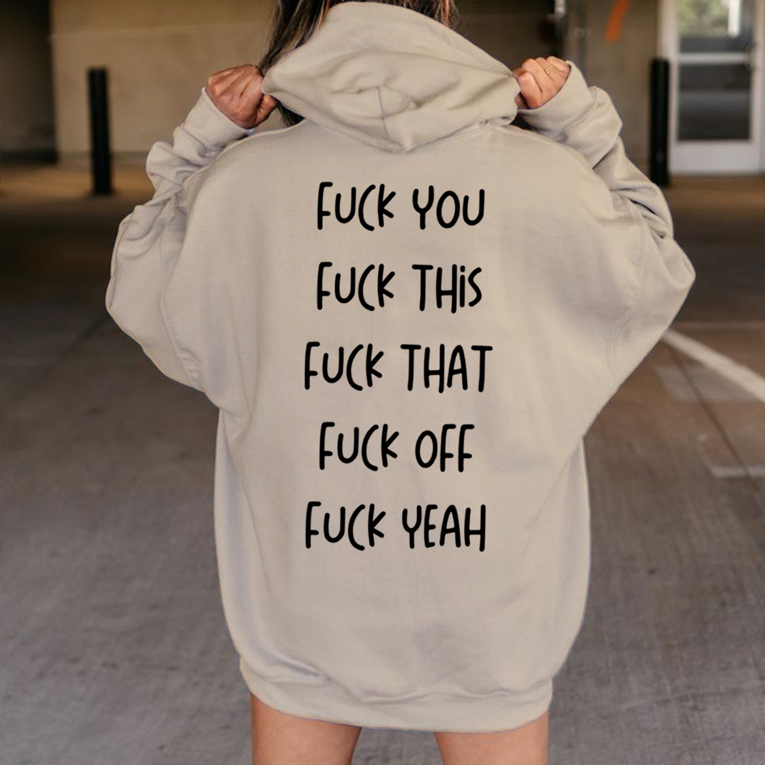 Fuck You Fuck This Fuck That Print Casual Hoodie