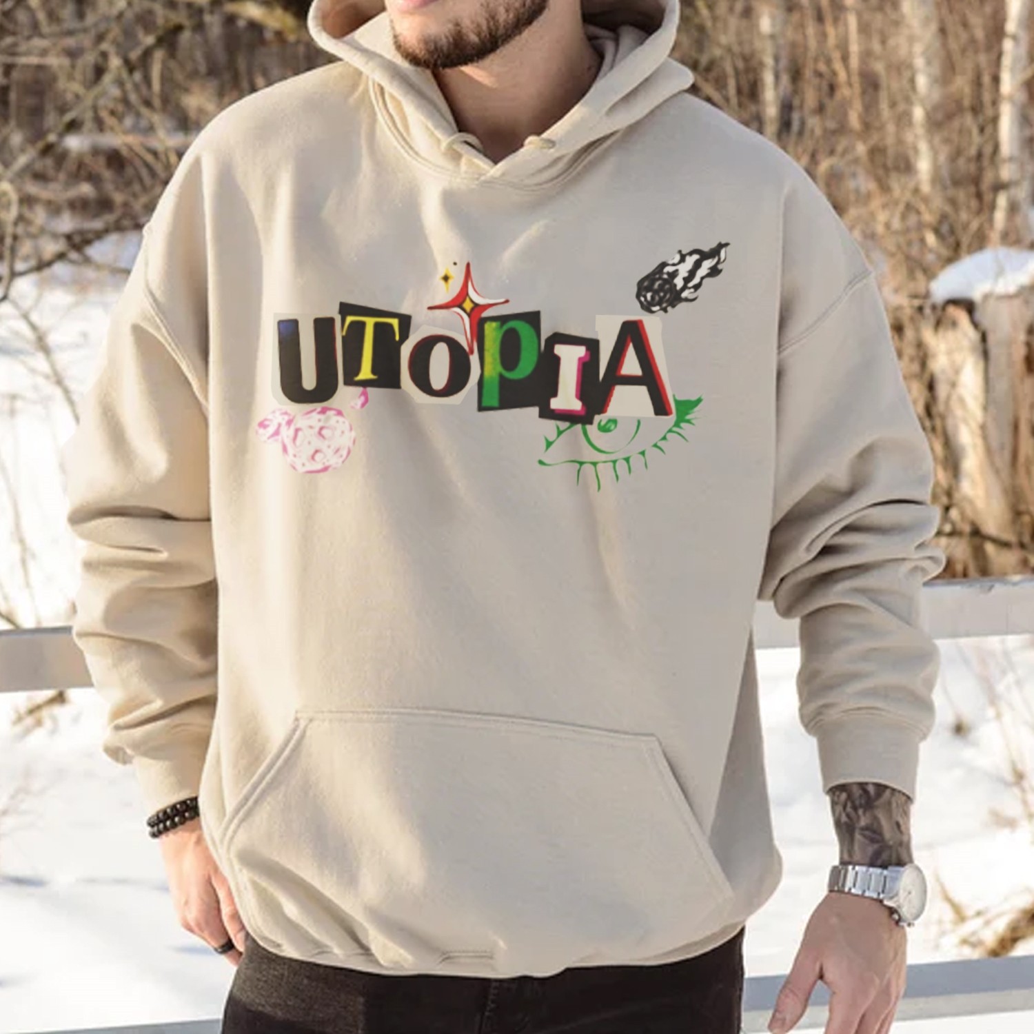 Utopia Print Casual Hoodie