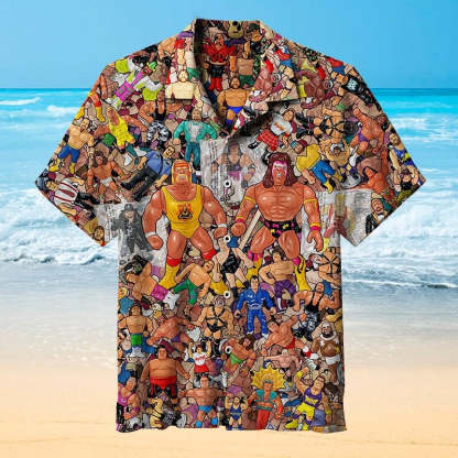 Wrestling Character Collage Art  Hawaiian Shirt