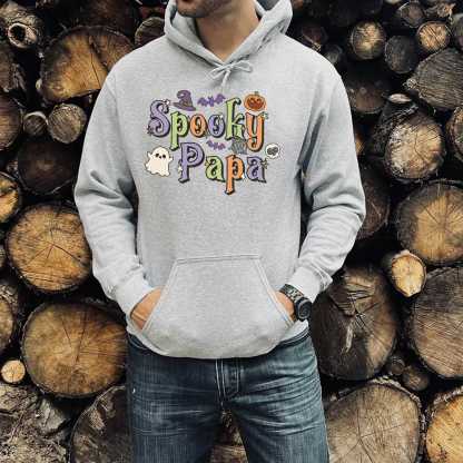 Spooky Papa Print Casual Hoodie