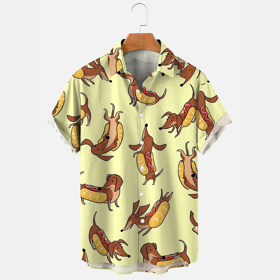 Love Pets Dog Cute Dachshund Casual Print Shirt