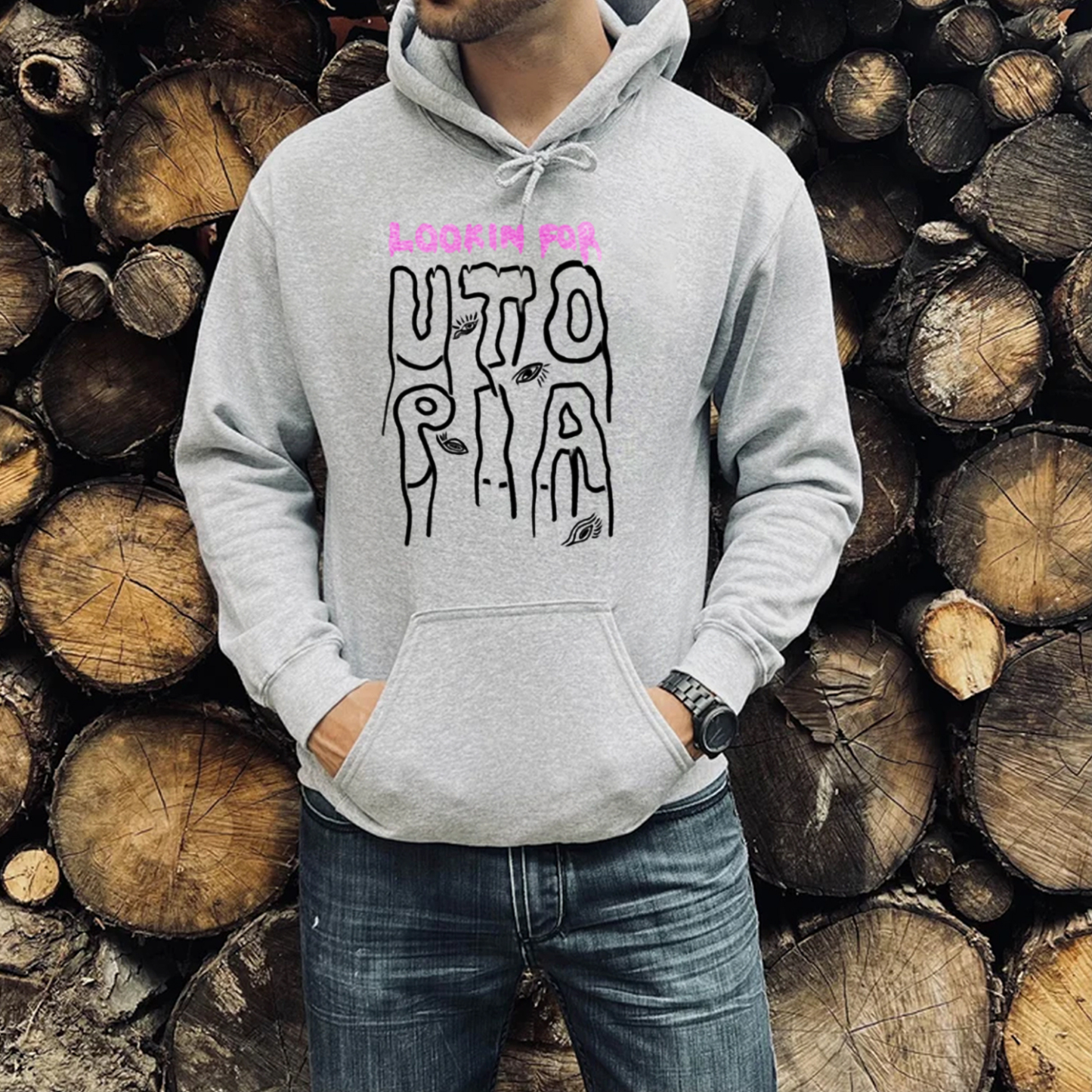 Looking For Utopia Print Casual Hoodie