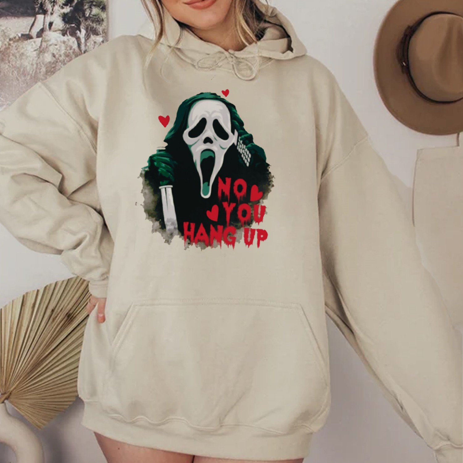 No You Hang Up Print Casual Hoodie