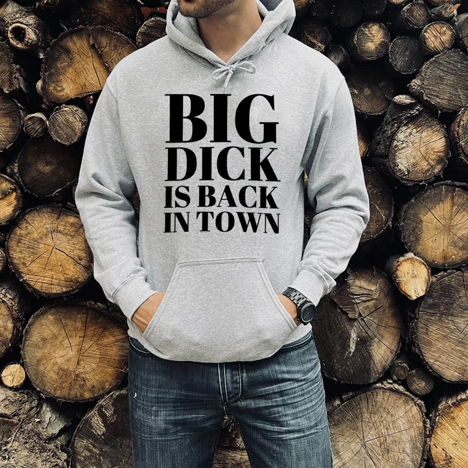 Big Dick is Back in Town Print Casual Hoodie