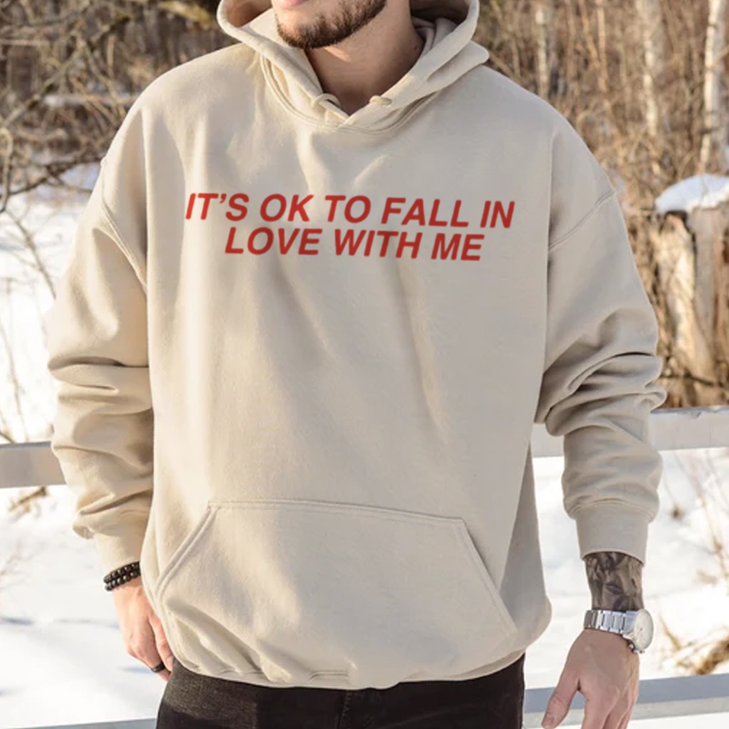 It's Ok to Fall in Love with Me Print Casual Hoodie