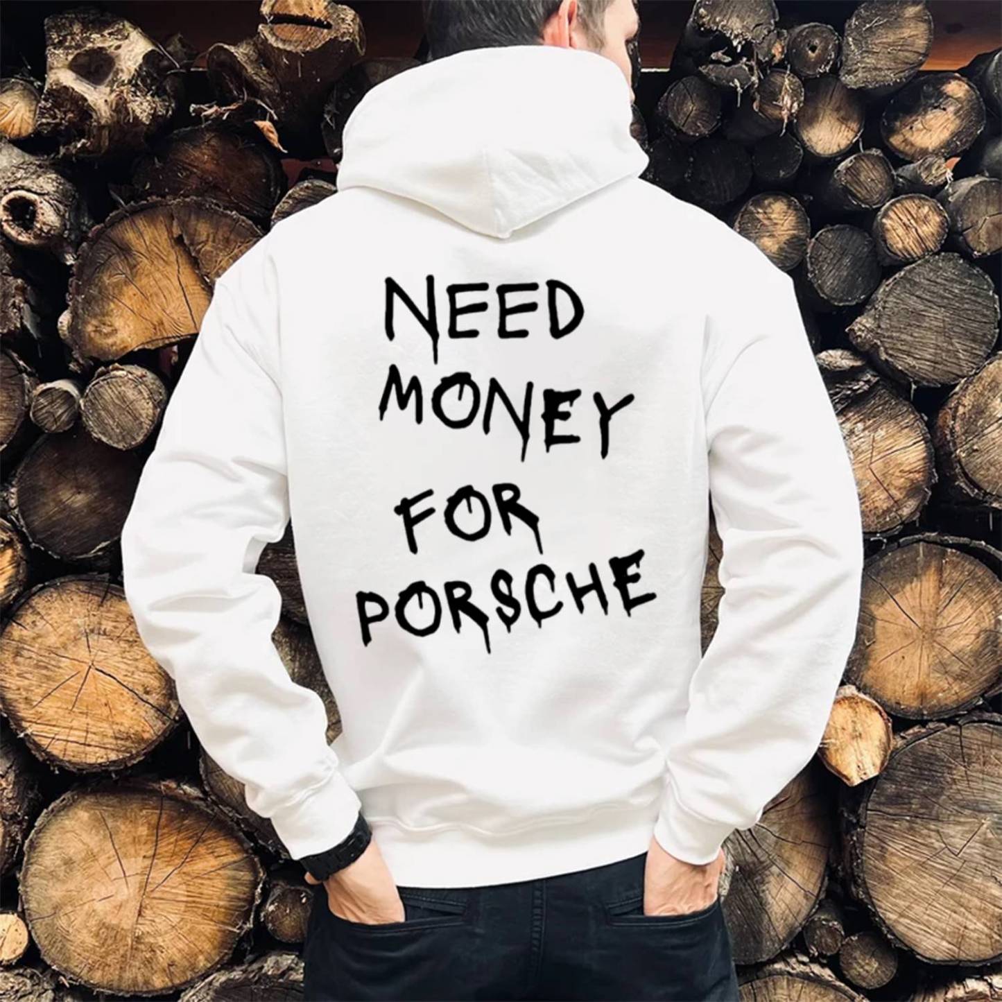 Need Money for Porsche Print Casual Hoodie