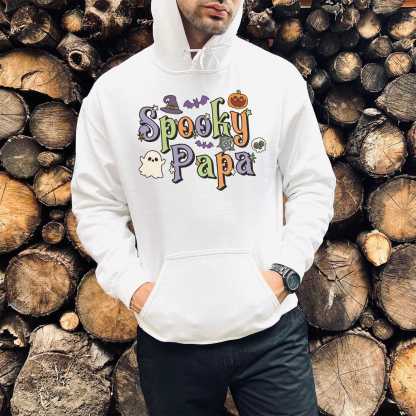 Spooky Papa Print Casual Hoodie
