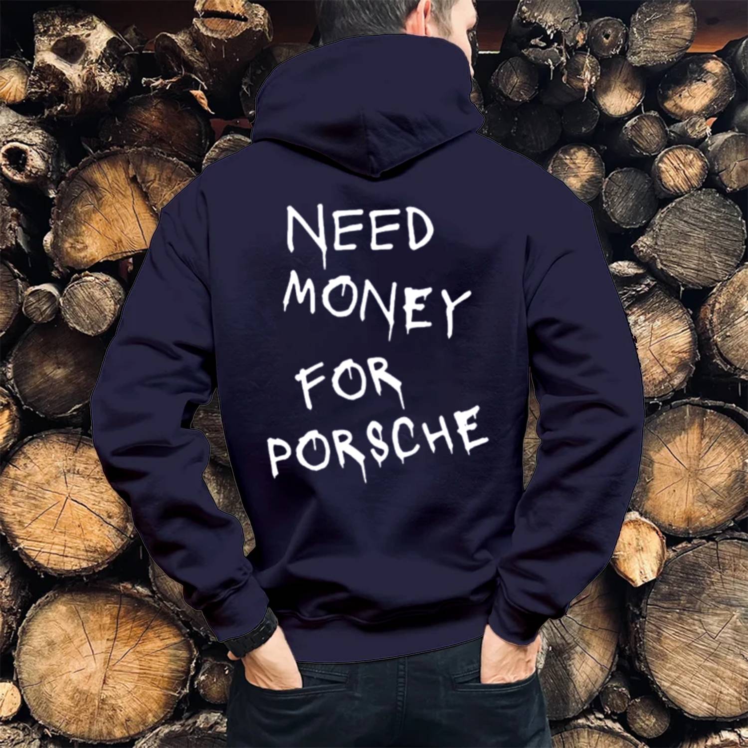 Need Money for Porsche Print Casual Hoodie