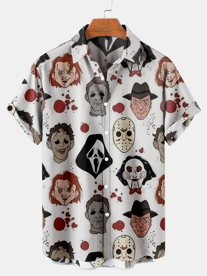 Halloween Retro Poster Pattern Short Sleeve Shirt